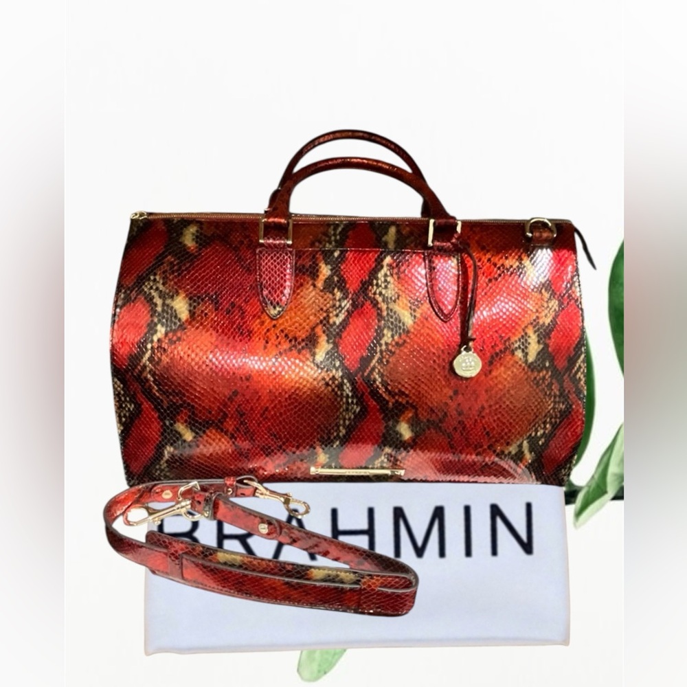 Brahmin Anywhere RARE Weekender Crimson Rosebay NWT - Picture 4 of 14